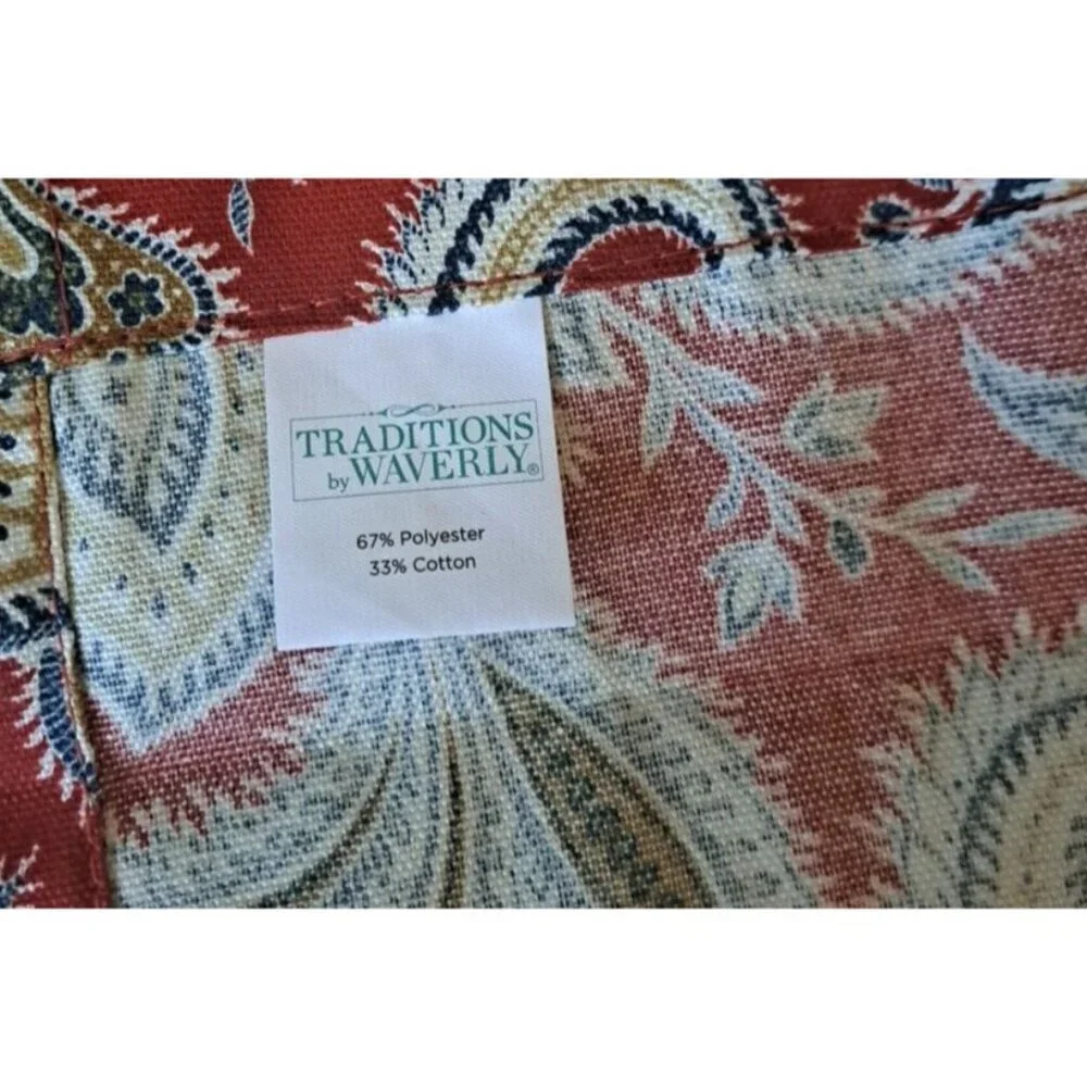 Traditions By Waverly Ascot Valance Red Gold Paisley Blue Tassel Modern 51x22